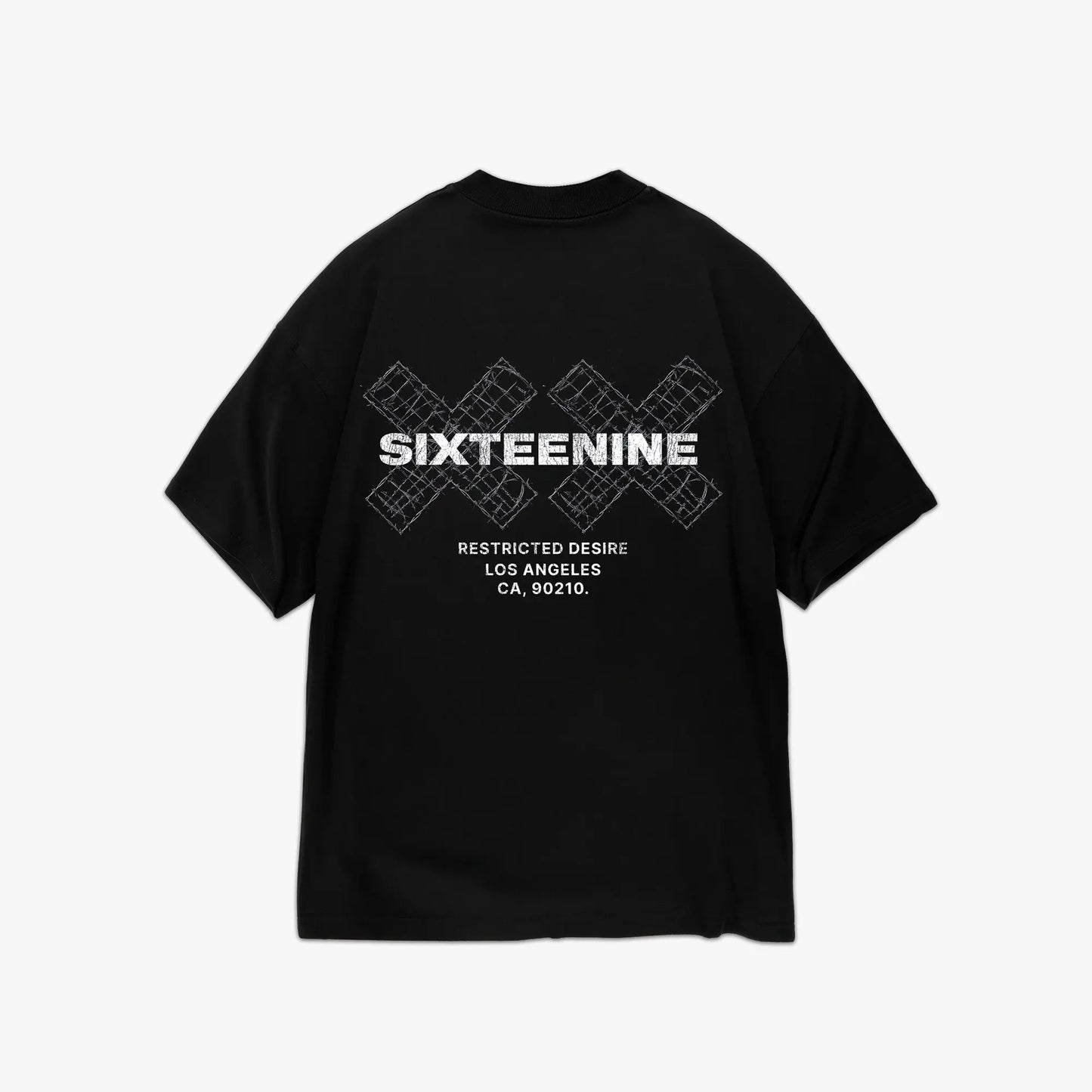 Restricted Desire Oversized Black Tee - Sixteenine Wordmark Back Print