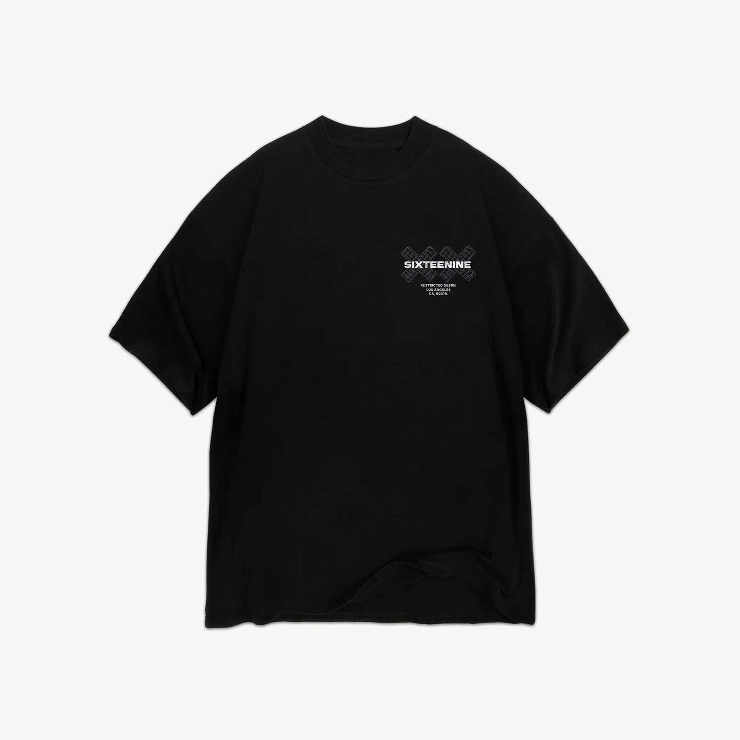 Restricted Desire Oversized Black Graphic Tee - Front - Sixteenine